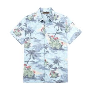 TORI RICHARD MEN'S HAWAIIAN VIEW POINT SS SHIRT/BLUE - RELAXED FIT SIZE LARGE